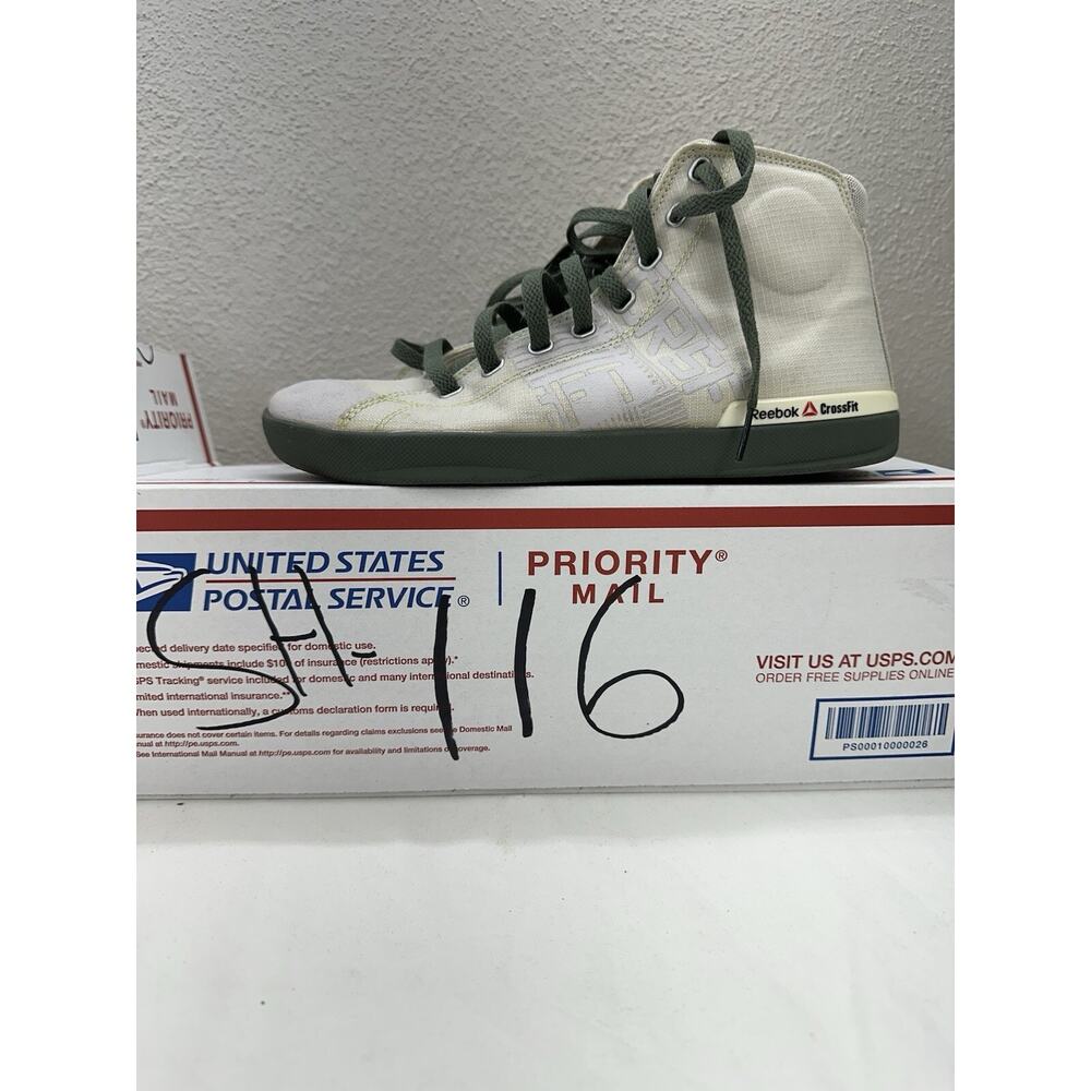 Reebok Crossfit Sneakers Size 8.5 High Top Trainer Shoes Lace Up White Green - Picture 12 of 12